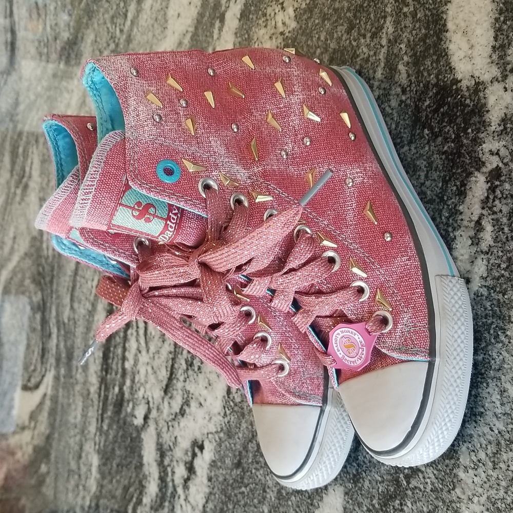 (6.5) Daddy's Money Secret Wedge Sneakers Bling Y2K Awesome Edgy Trending Club